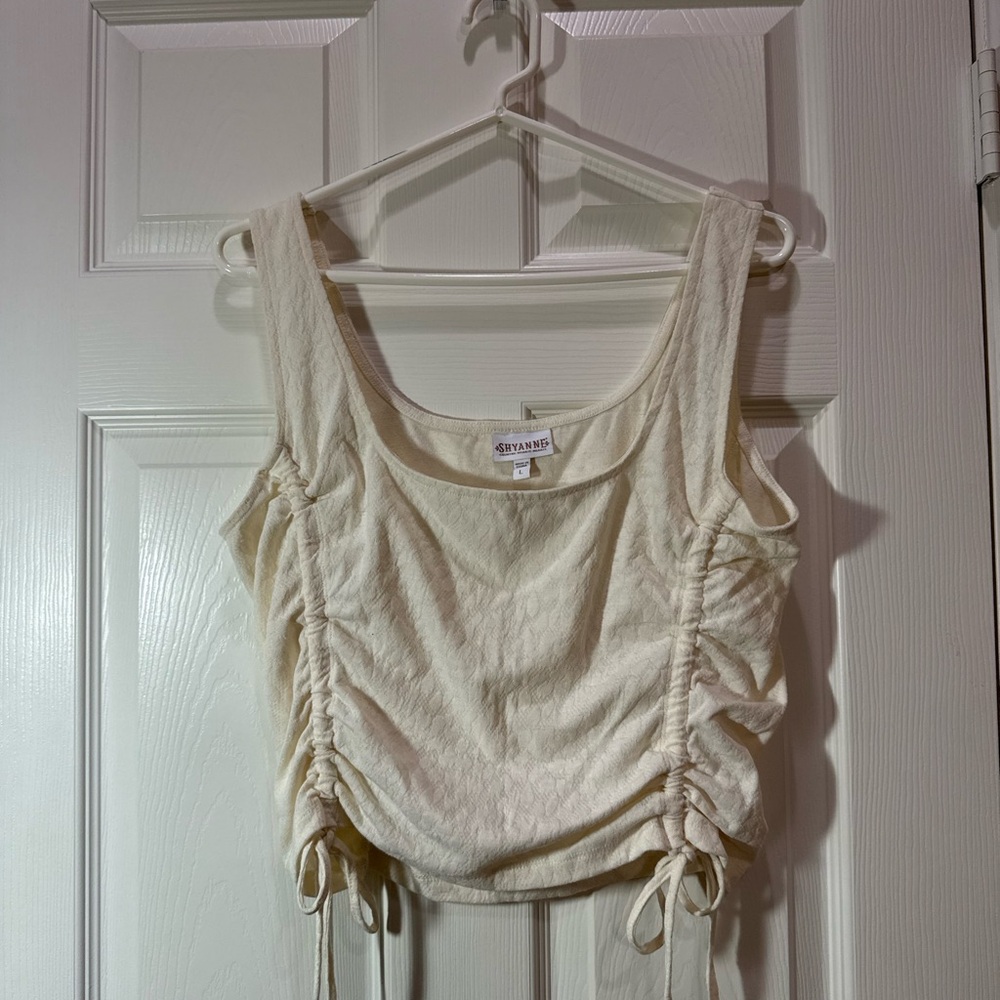 Cream Ruched Tank Top